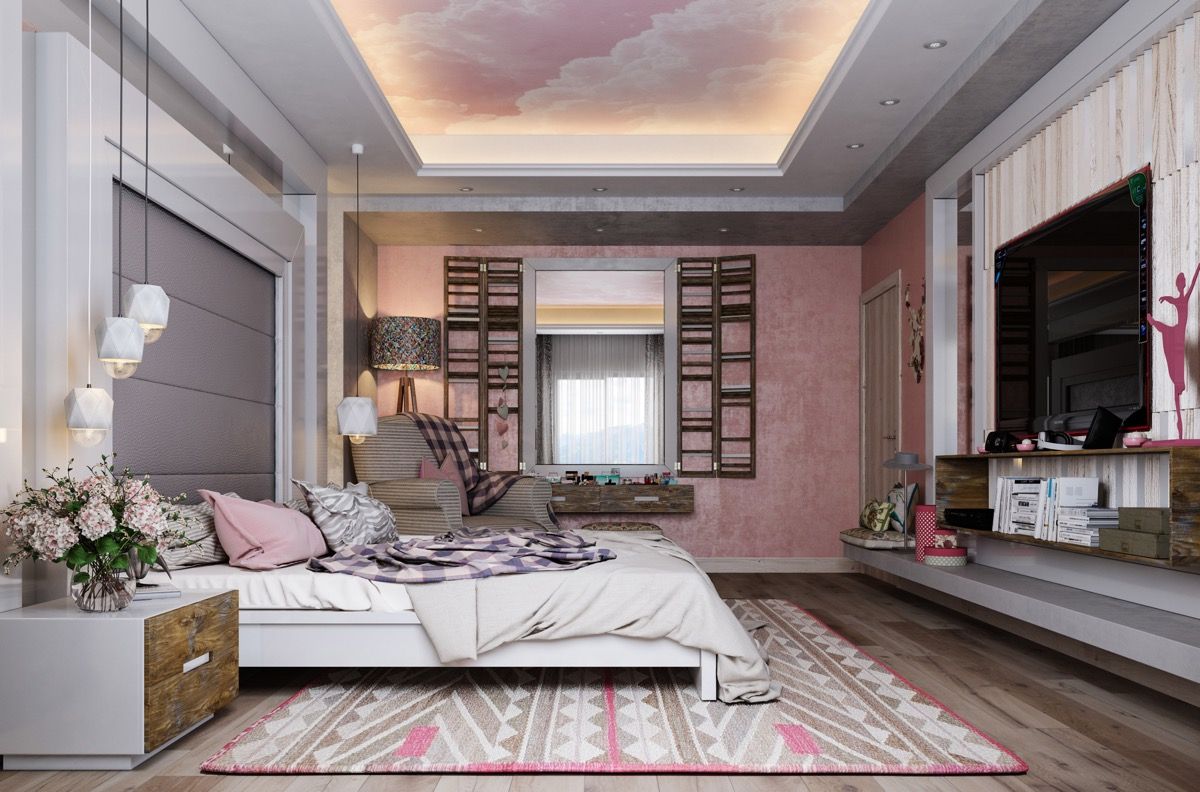 alfombra rosa para dormitorio