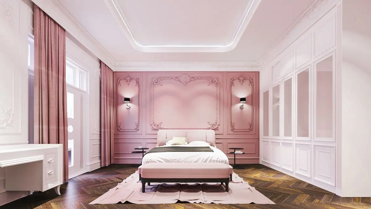 banco rosa para dormitorio