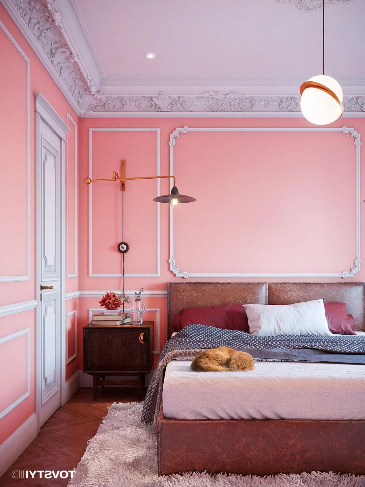 dormitorio rosa coral