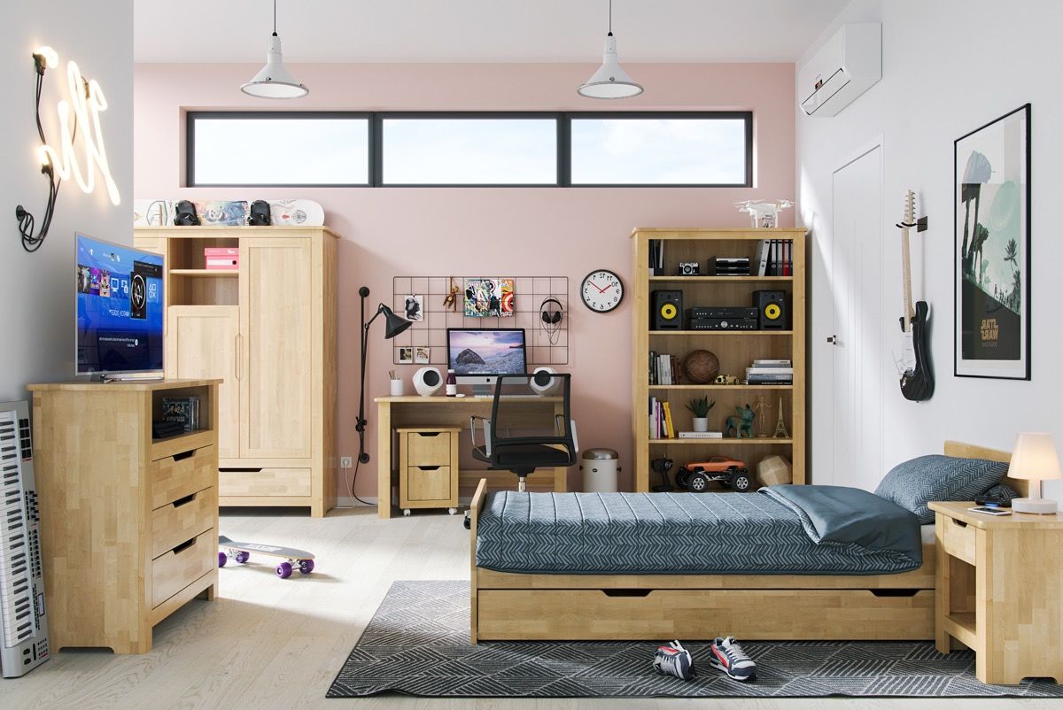 dormitorio rosa espacio de trabajo