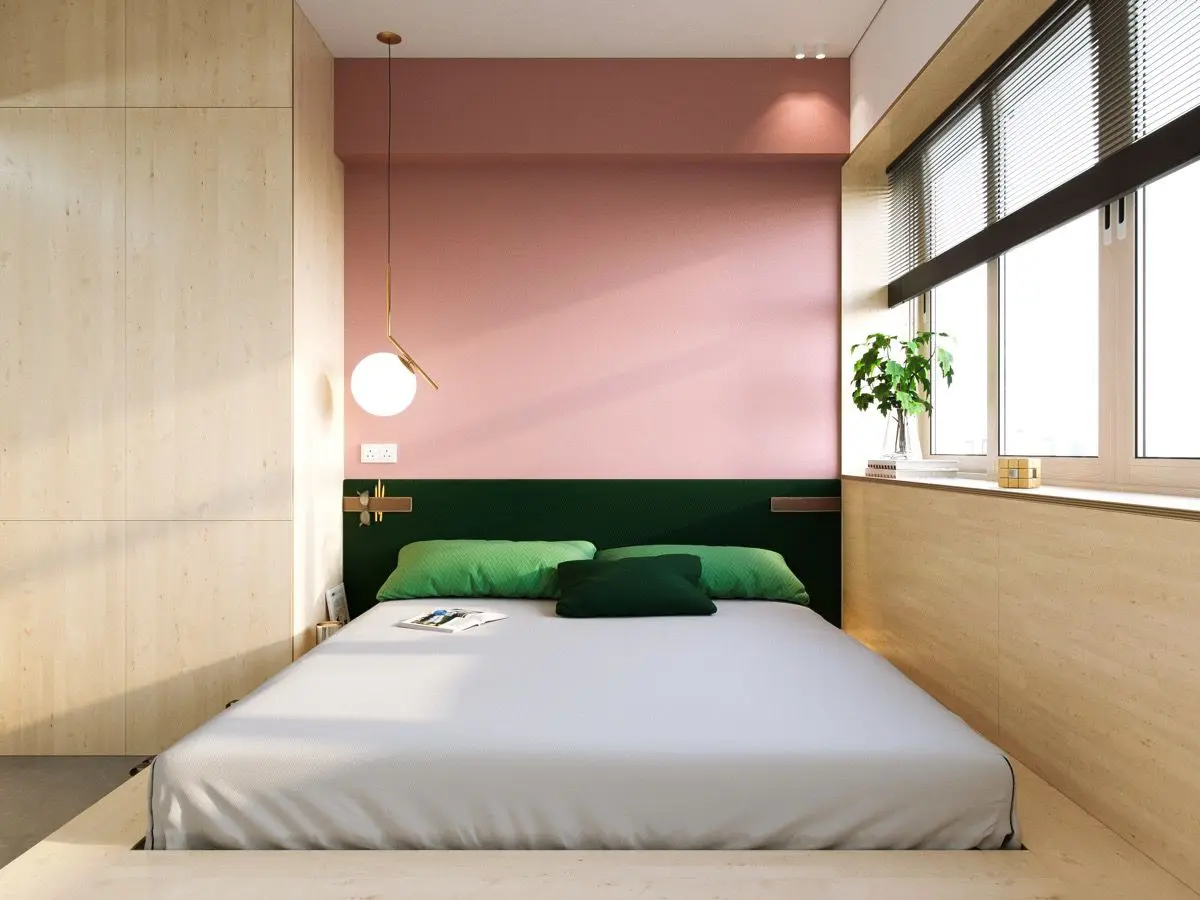 dormitorio rosa y verde