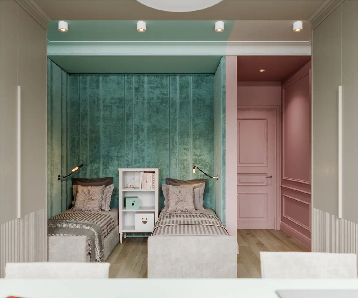 ideas dormitorio rosa y verde