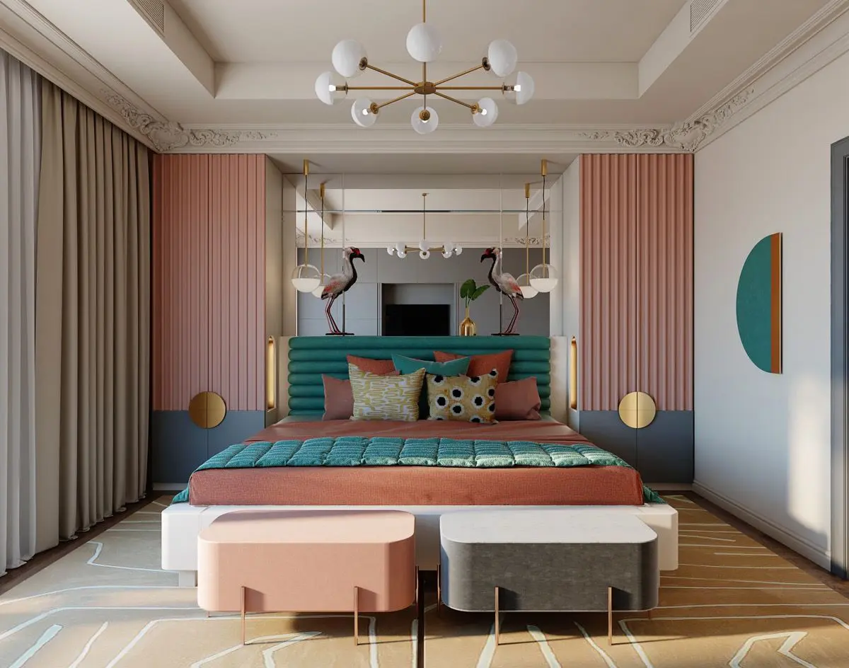 ideas dormitorio rosa y verde azulado