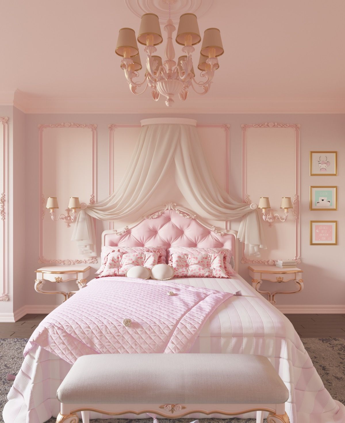 ideas para paredes con paneles rosas