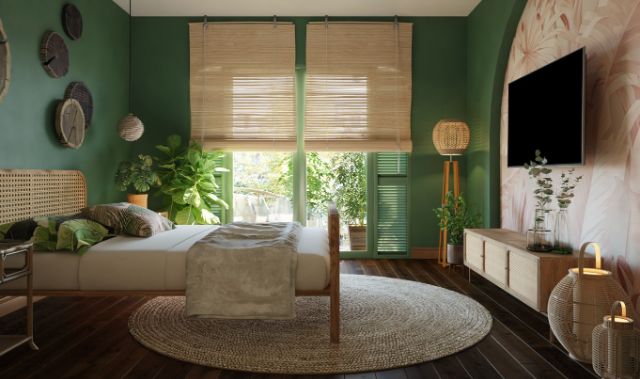 combinar color verde en habitacion tropical