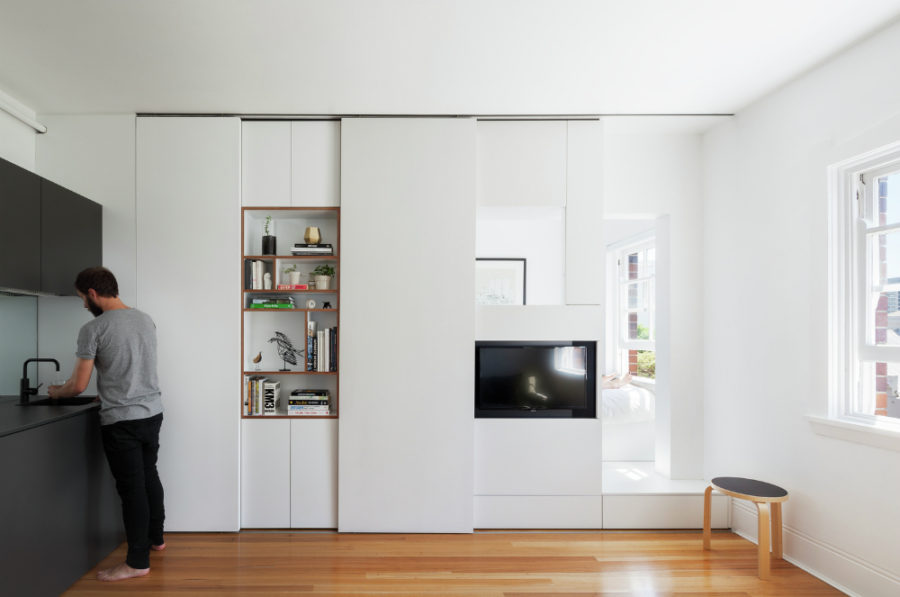 Apartamento Darlinghurst de Brad Swartz Architect 900x597 Paredes retráctiles para una vida flexible