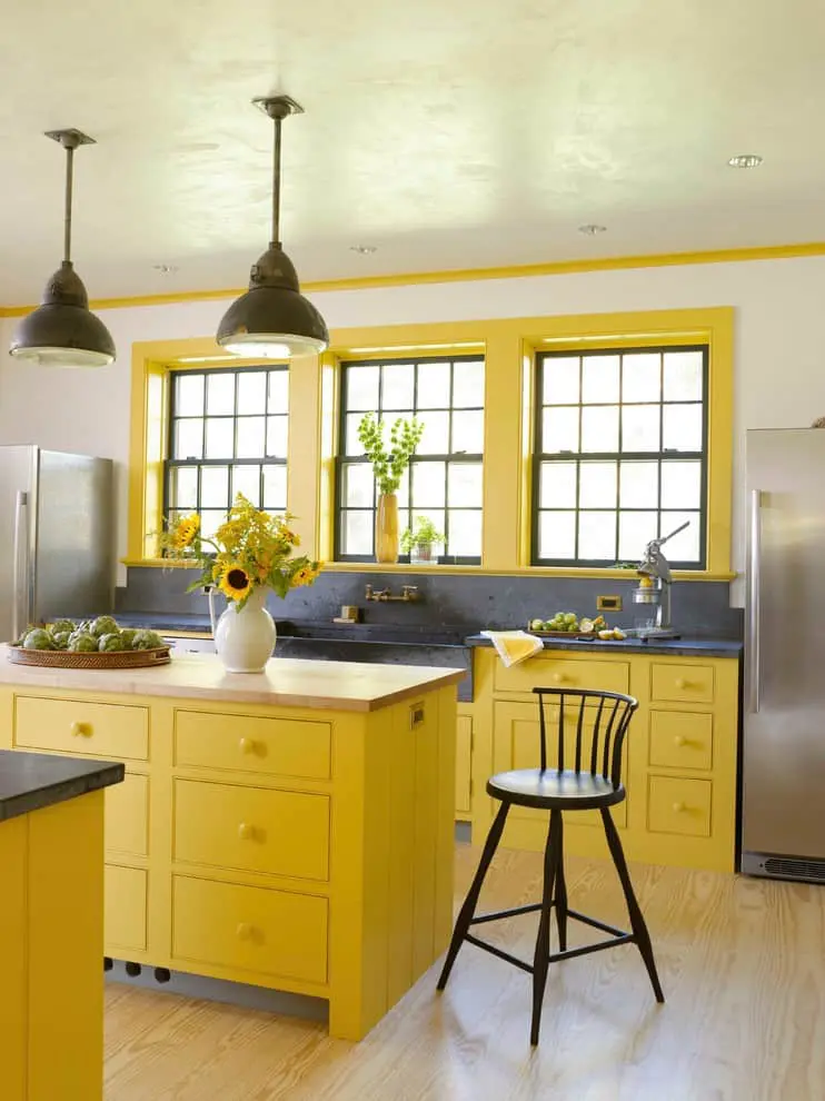 Yellow farmhouse kitchen design